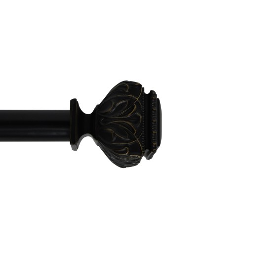 Peony Adjustable Single Curtain Rod 72 Inch to 144 Inch-Black