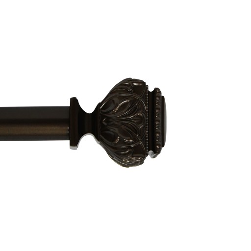Peony Adjustable Single Curtain Rod 36 Inch to 72 Inch-Bronze