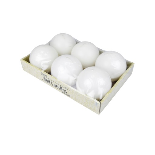 3 Inch White Ball Candles (6pc/Box)