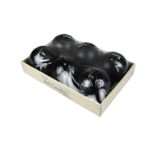 3 Inch Black Ball Candles (6pc/Box)