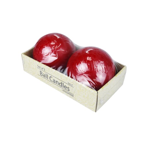 4 Inch Red Ball Candles (2pc/Box)