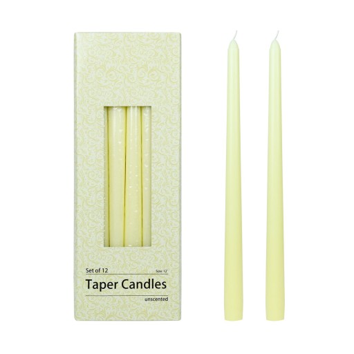 12 Inch Ivory Taper Candles (1 Dozen)