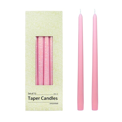 12 Inch Light Rose Taper Candles (1 Dozen)