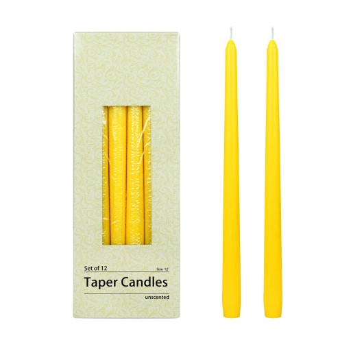 12 Inch Yellow Taper Candles (1 Dozen)