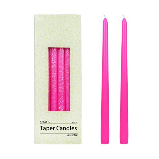 12 Inch Hot Pink Taper Candles (1 Dozen)