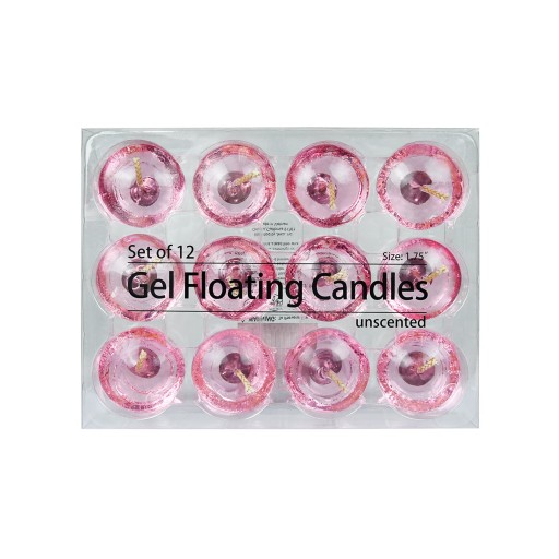 1.75 Inch Clear Light Rose Gel Floating Candles (12pc/Box)
