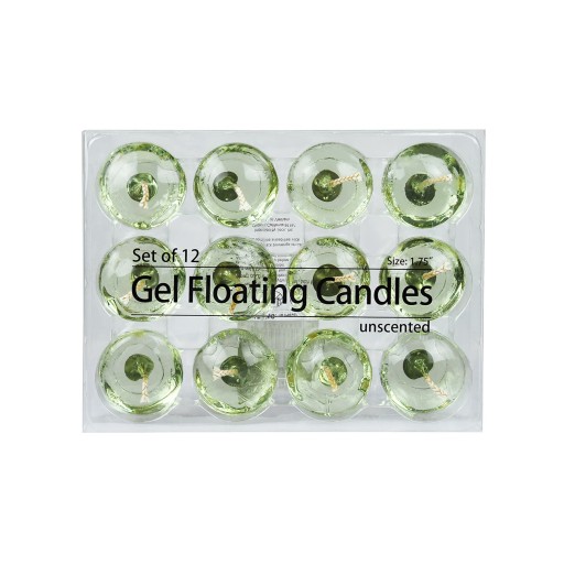 1.75 Inch Clear Sage Green Gel Floating Candles (12pc/Box)