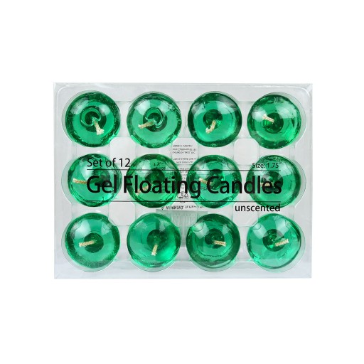 1.75 Inch Clear Hunter Green Gel Floating Candles (12pc/Box)
