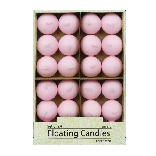 1 3/4 Inch Light Rose Floating Candles (24pc/Box)