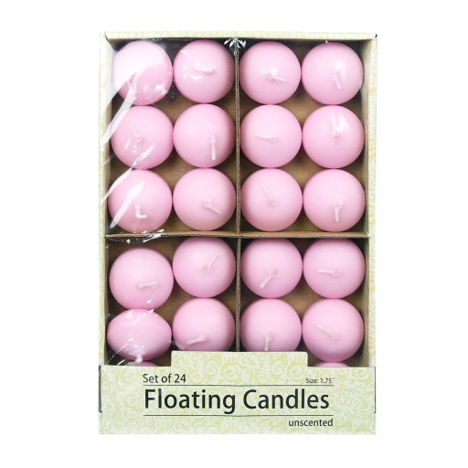 1 3/4 Inch Pink Floating Candles (24pc/Box)