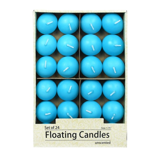 1 3/4 Inch Turquoise Floating Candles (24pc/Box)
