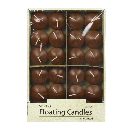 1 3/4 Inch Brown Floating Candles (24pc/Box)