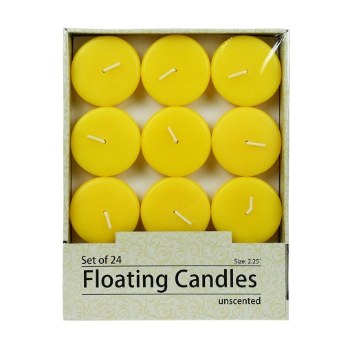 2 1/4 Inch Yellow Floating Candles (24pc/Box)