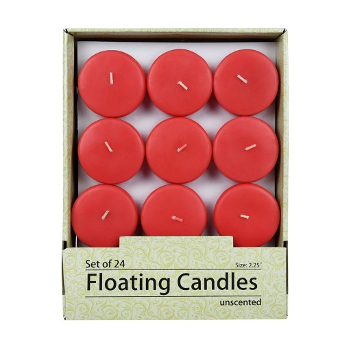 2 1/4 Inch Ruby Red Floating Candles (24pc/Box)