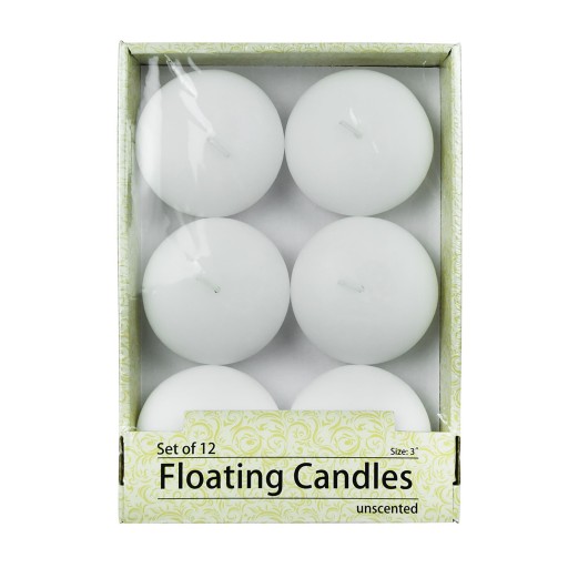 3 Inch White Floating Candles (12pc/Box)