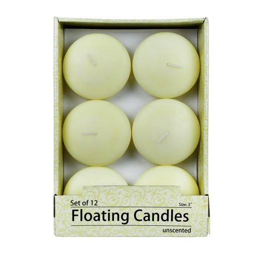 3 Inch Ivory Floating Candles (12pc/Box)