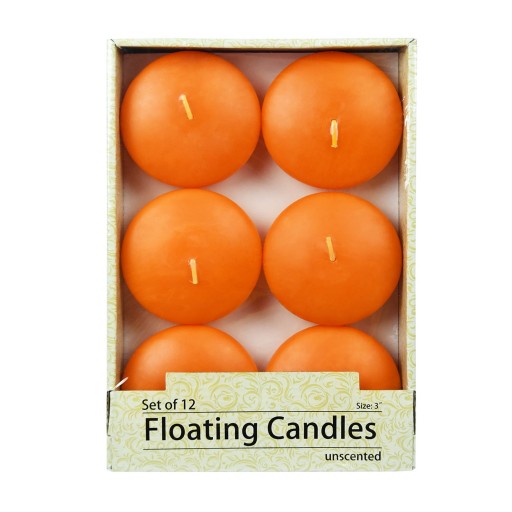 3 Inch Orange Floating Candles (72pcs/Case) Bulk