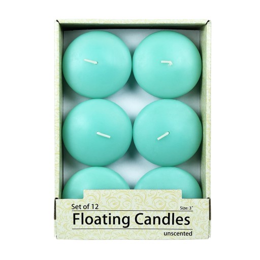 3 Inch Aqua Floating Candles (12pc/Box)