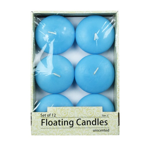 3 Inch Light Blue Floating Candles (12pc/Box)