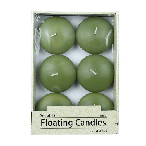 3 Inch Sage Green Floating Candles (12pc/Box)