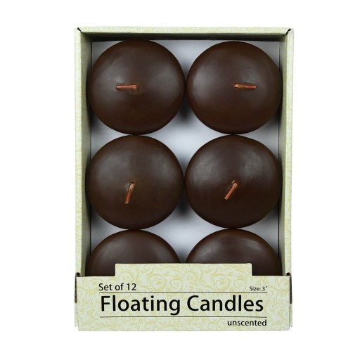 3 Inch Brown Floating Candles (12pc/Box)