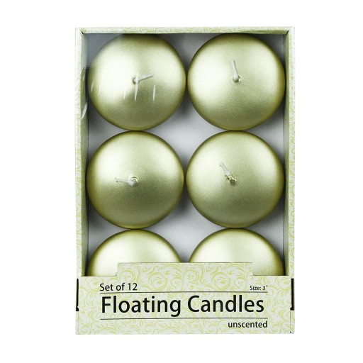 3 Inch Metallic Gold Floating Candles (12pc/Box)