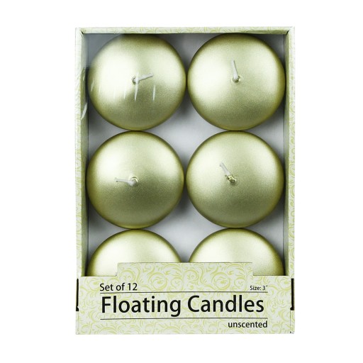 3 Inch Metallic Gold Floating Candles (12pc/Box)