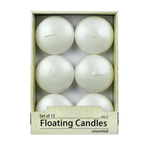 3 Inch Pearl White Floating Candles (12pc/Box)
