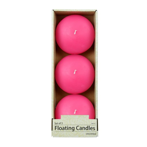 4 Inch Hot Pink Floating Candles (3pc/Box)
