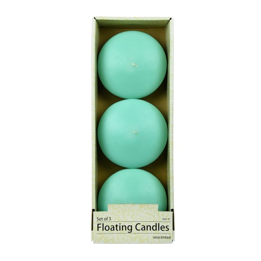 4 Inch Aqua Floating Candles (24pcs/Case) Bulk