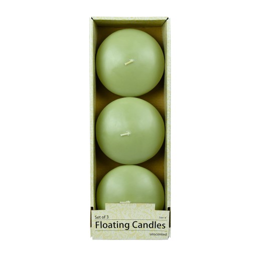 4 Inch Sage Green Floating Candles (24pcs/Case) Bulk