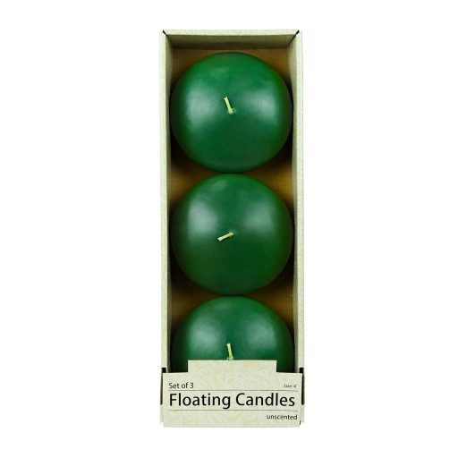 4 Inch Hunter Green Floating Candles (24pcs/Case) Bulk