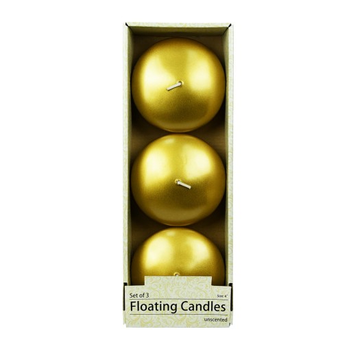 4 Inch Metallic Bronze Gold Floating Candles (3pc/Box)
