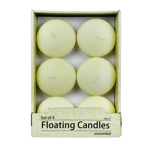 3 Inch Ivory Floating Candles (6pc/Box)