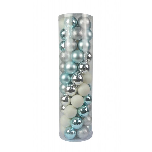 Combo 55Pc Christmas Ornament-Blue And Silver And White