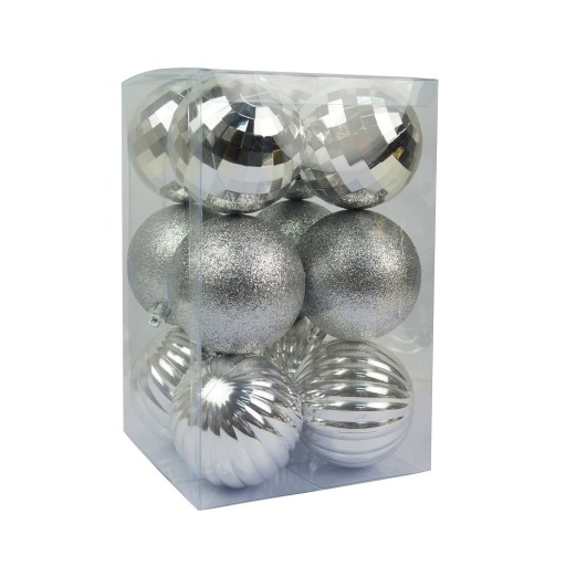 Silver 12Pc 2.75 Inch Christmas Ornament