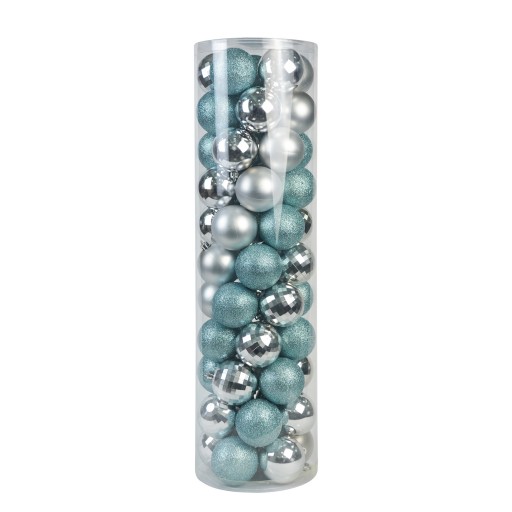 Combo 55Pc Christmas Ornament-Blue/Silver