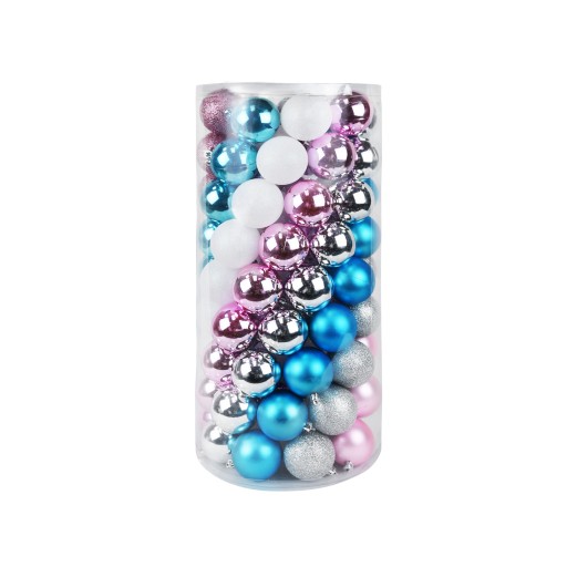 100Pk Christmas Shatterproof Ornaments-Multi
