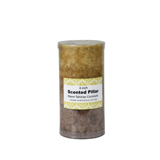 3 x 6 Inch Tritone Brown Scented Pillar Candle(12pcs/Case)