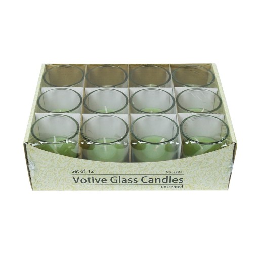 Sage Green Round Glass Votive Candles (96pcs/Case) Bulk