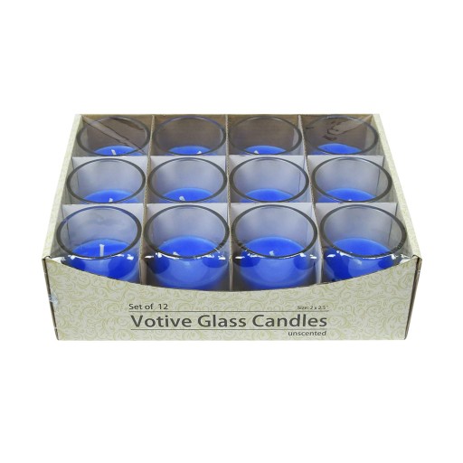 Blue Round Glass Votive Candles (96pcs/Case) Bulk