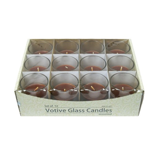 Brown Round Glass Votive Candles (96pcs/Case) Bulk