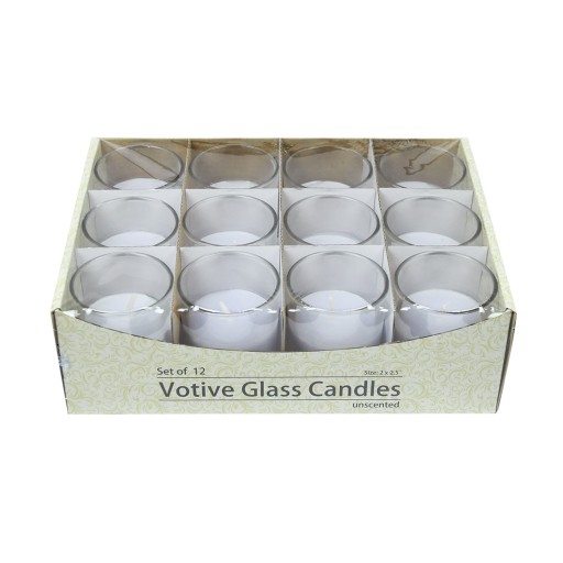 Lavender Round Glass Votive Candles (12pc/Box)