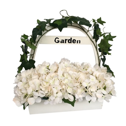16.5 Inch Hydrangea with wooden pot