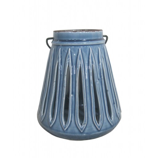 CERAMIC CANDLE HOLDER WITH WIRE HANDLE