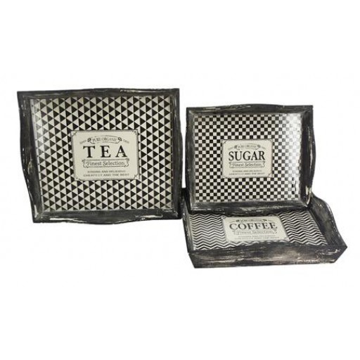 Condiment-themed Decorative Wooden Tray (Set of 3)