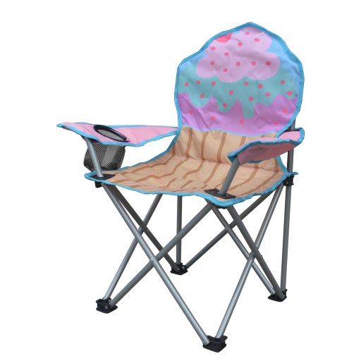 Jeco Kids Outdoor Folding Lawn and Camping Chair with Cup Holder, Cupcake Camp Chair