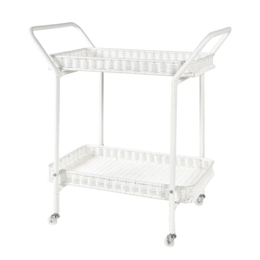 White Wicker Serving Cart