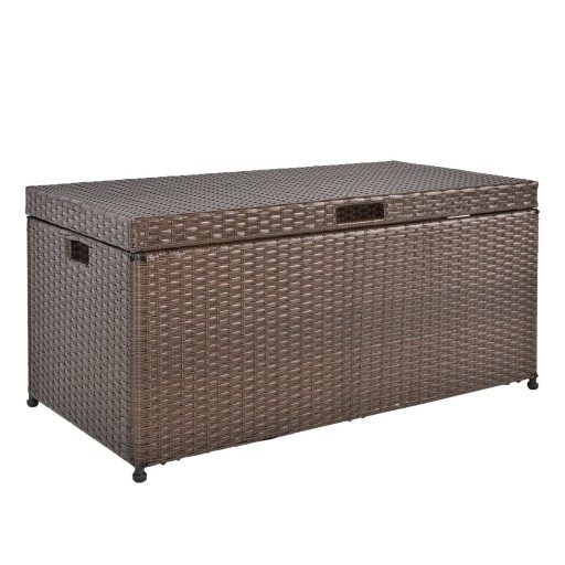 Espresso Wicker Patio Furniture Storage Deck Box