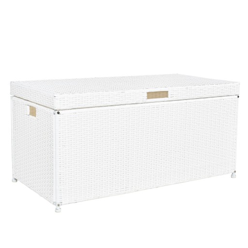 White Wicker Patio Furniture Storage Deck Box